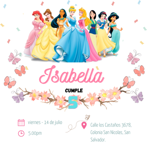 Tarjeta de invitación digital de Princesas