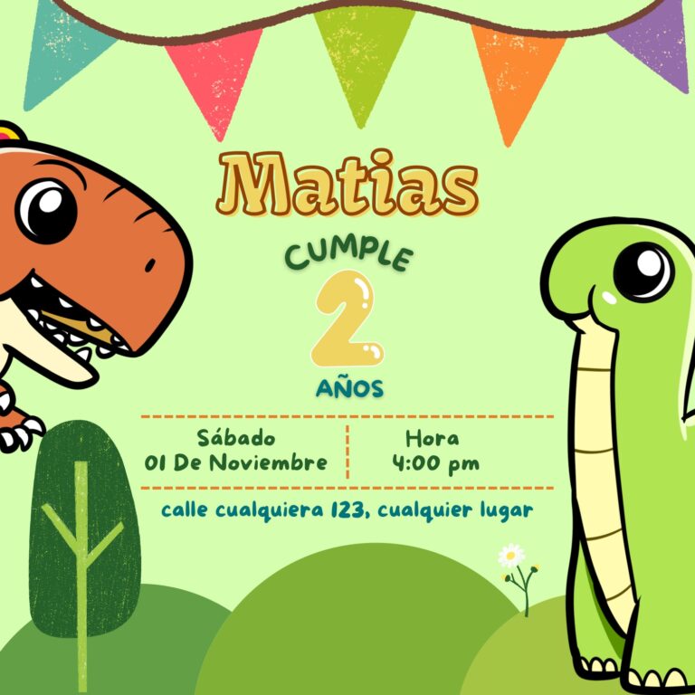 Tarjeta de invitación digital de Dinosaurio bebé