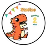 Sticker redondo de Dinosaurio bebé