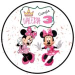 Sticker redondo de Minnie rosa